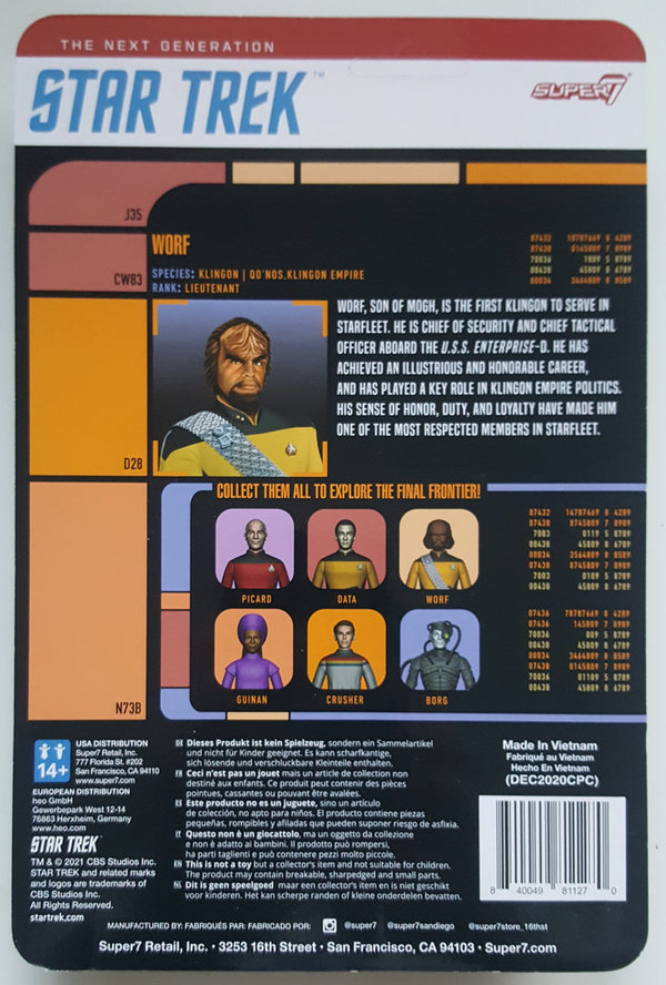 Super7 Star Trek: The Next Generation ReAction Figur Worf