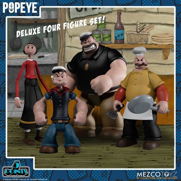 Mezco Toyz Popeye 5 Points Actionfiguren Deluxe Boxed Set (Vorbestellung für März 2022)