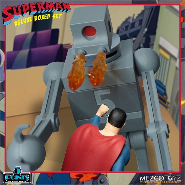 Mezco Toyz Superman Mechanical Monsters (1941) 5 Points Deluxe Box Set (Vorbestellung für Juli 2022)