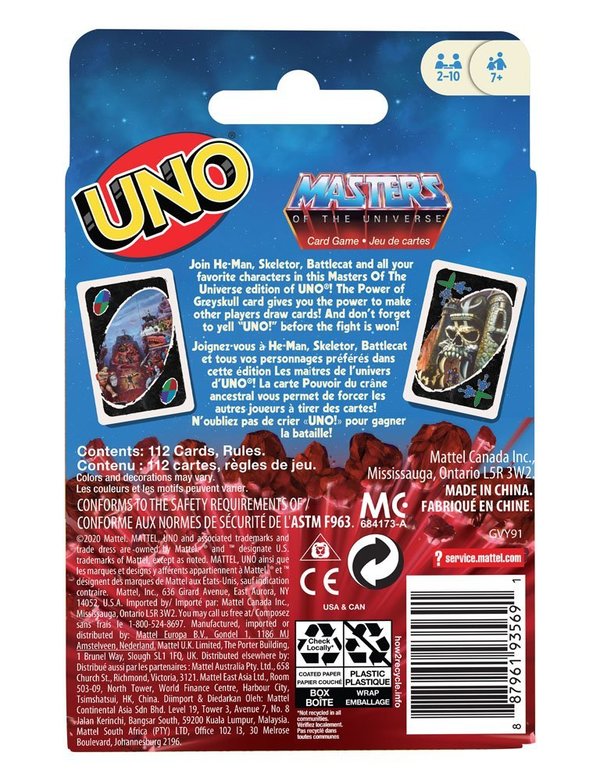 Mattel Masters of the Universe UNO Kartenspiel